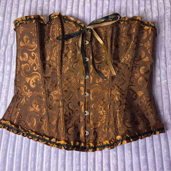 Brown Brocade Corset Top - Picture 2 of 3